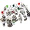 Christmas Charms, Metal Charms with Crystal Bead Dangles, 23 piece Assortment, Adorabilities